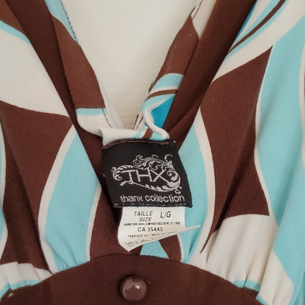 Brown and Blue Pattern Dress - Picture 3 of 6